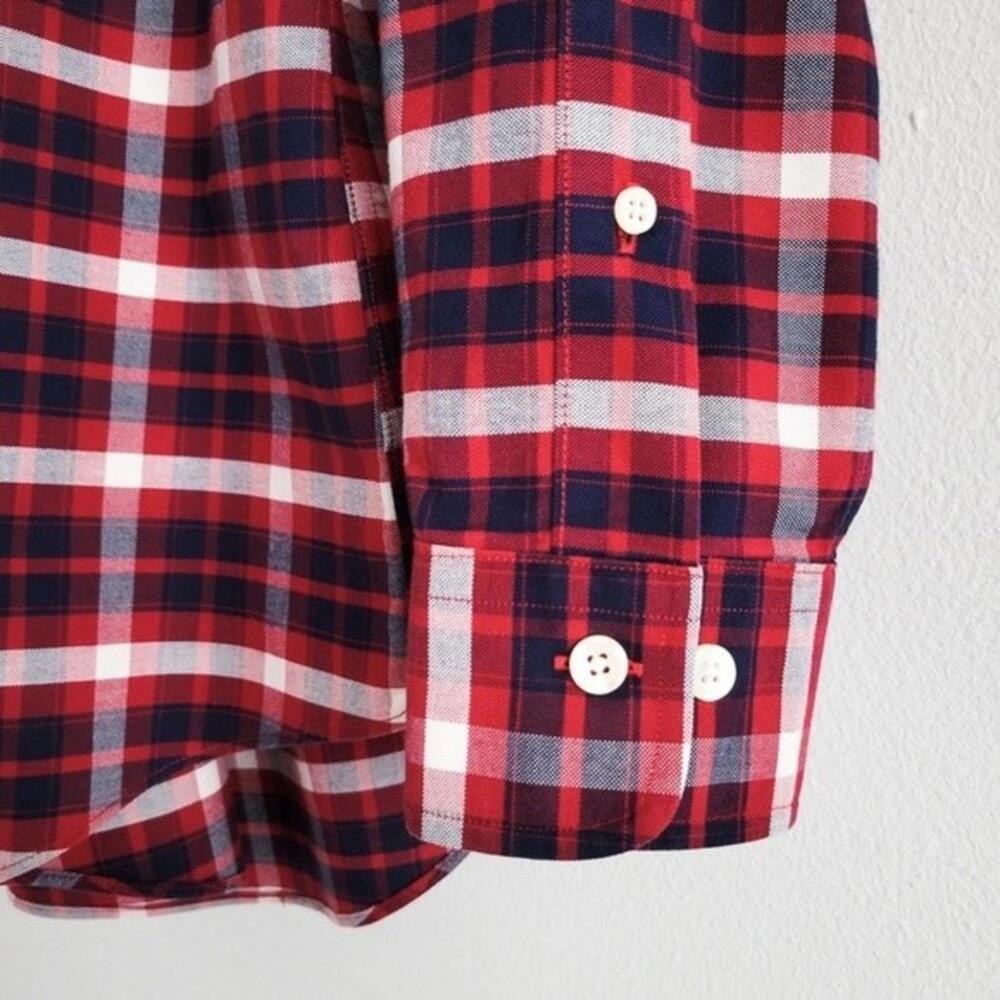 NEW Brooks Brothers Shirt Oxford Regent Button Down Plaid Navy Blue Red L - Picture 7 of 9